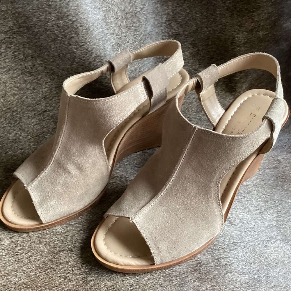 Barbara Barbieri Suede Leather Sling Back Wedges - Picture 6 of 10